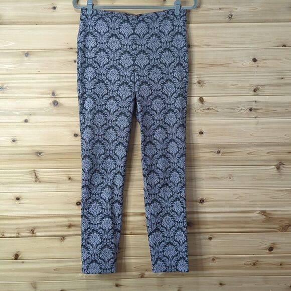 J. McLaughlin Pants Womens 6 Purple and Black Printed Slim Leg - Picture 1 of 11